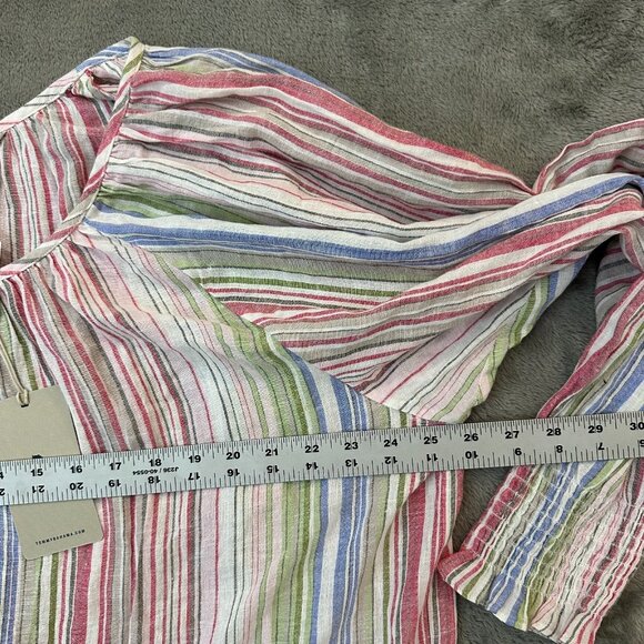 NWT Tommy Bahama Vista Sol Striped Long Sleeve Shirt XL Linen Blend Blouse - Picture 6 of 8